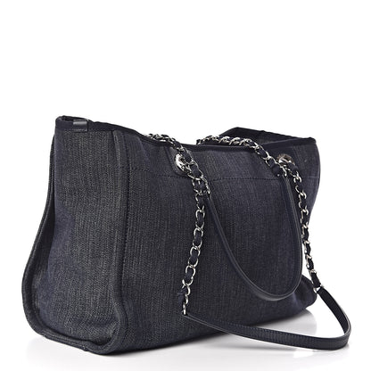 Chanel Denim Small Deauville Tote Blue Orange 3 of 11