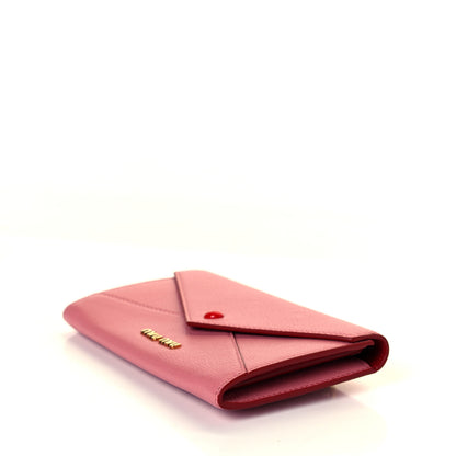 Miu Miu Goatskin Madras Love Envelope Wallet Rosa 5 of 16