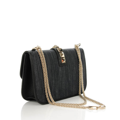 Valentino Garavani Denim Medium Glam Lock Rockstud Flap Deep Denim 3 of 7
