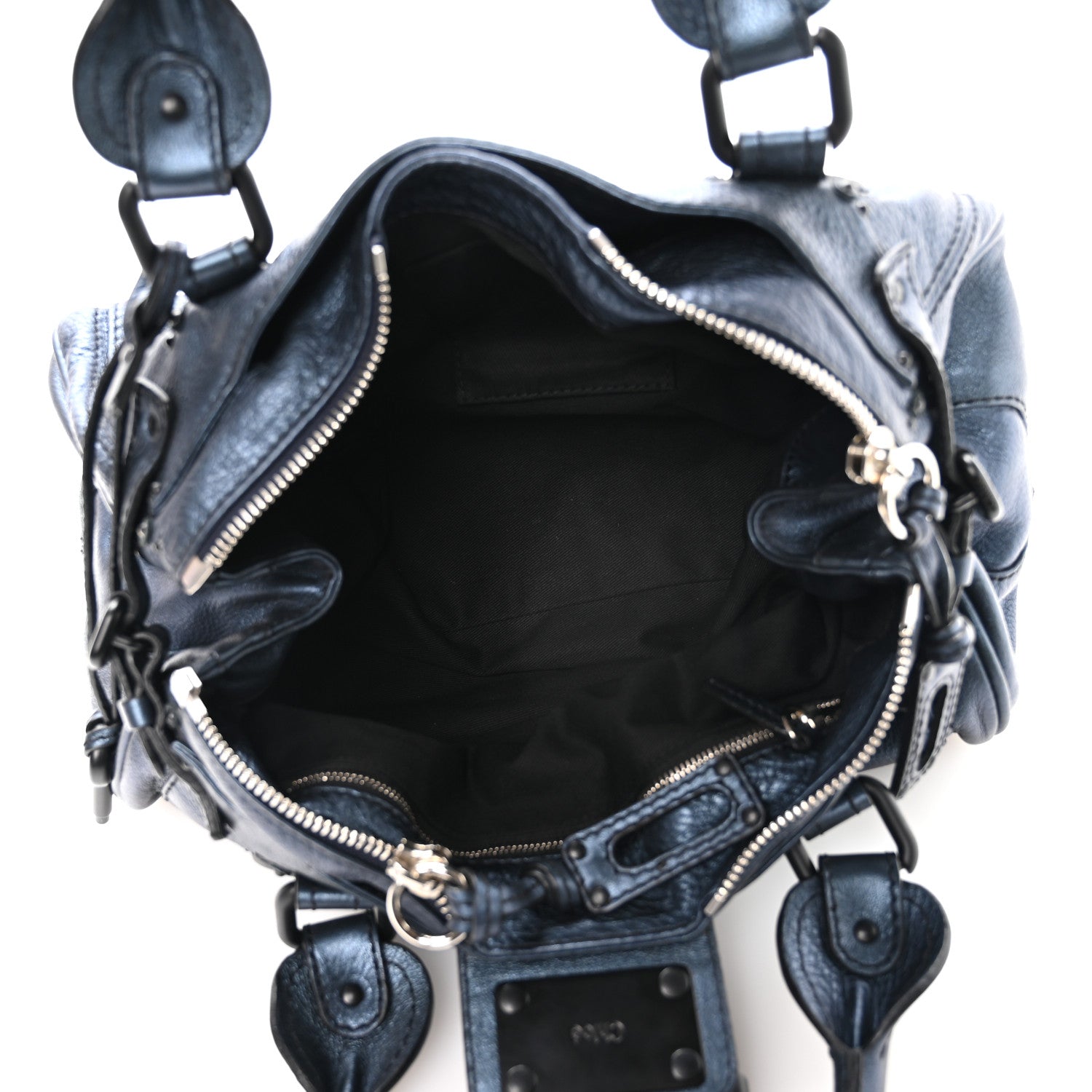 Chloe Metallic Calfskin Medium Paddington Satchel Blue 1836542