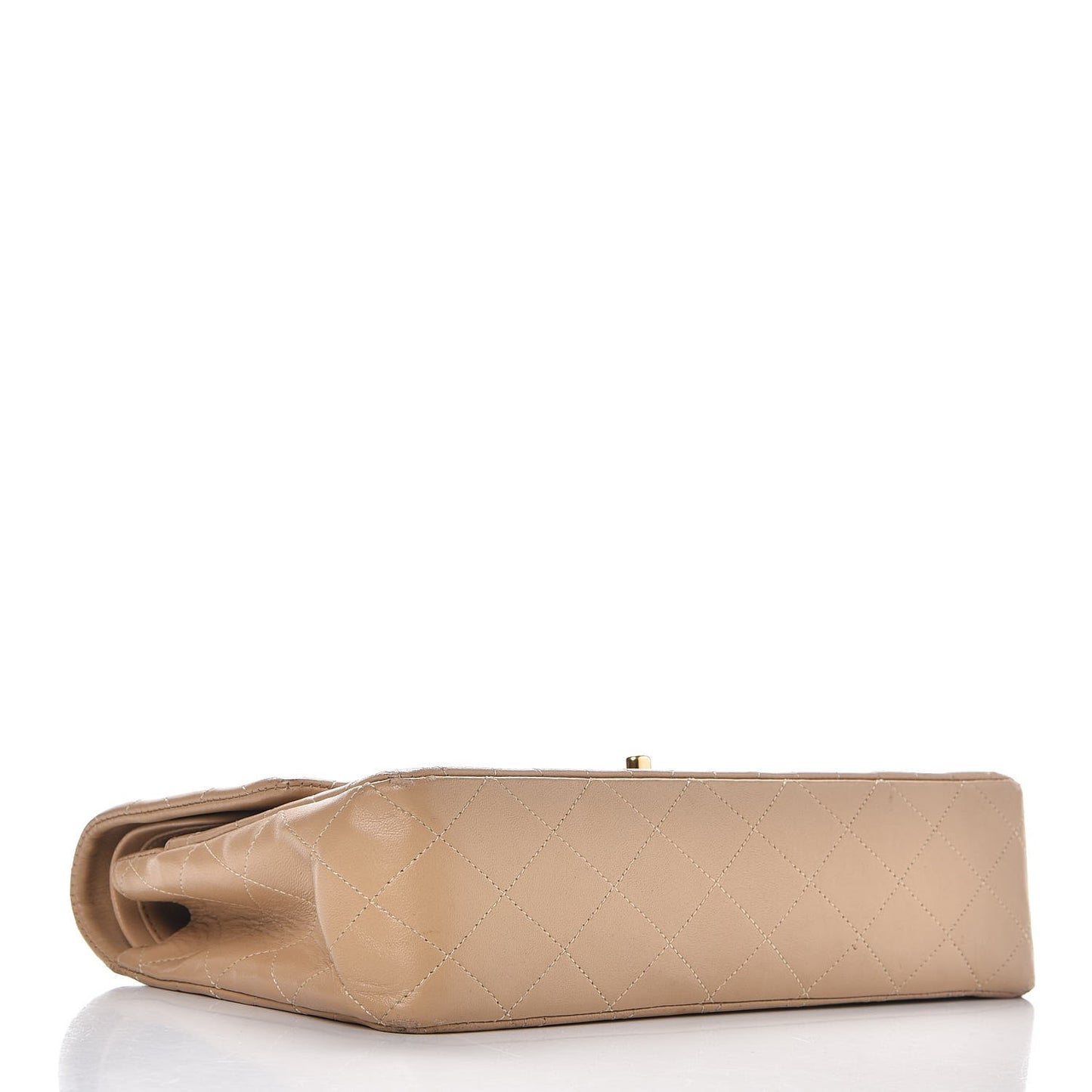 Lambskin Quilted Medium Double Flap Beige
