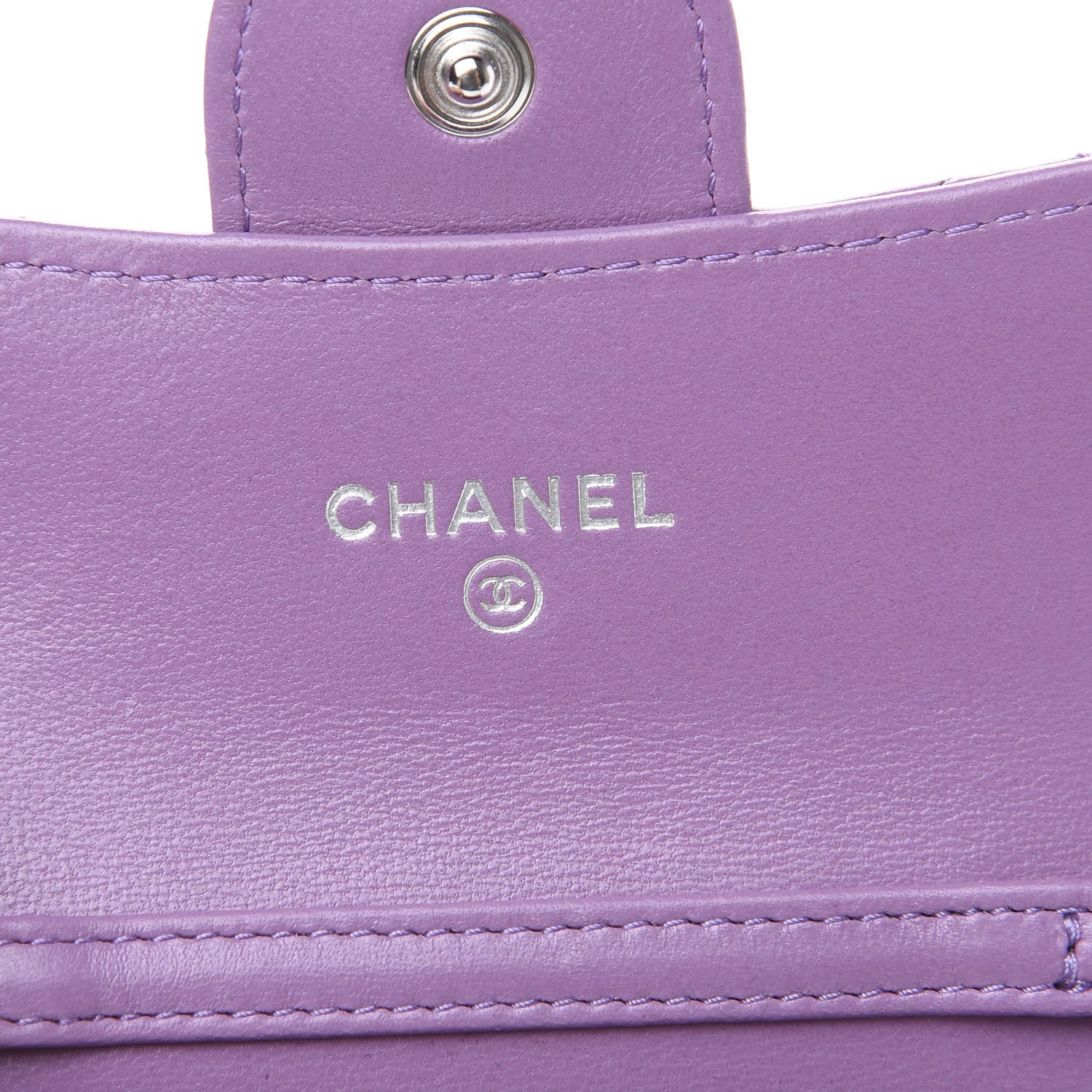 Chanel Lambskin Quilted Flap Card Holder On Chain Violet Purple 5 of 8
