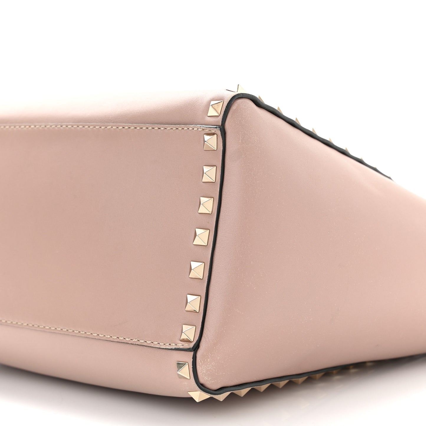 Vitello Rockstud Double Handle Tote Poudre