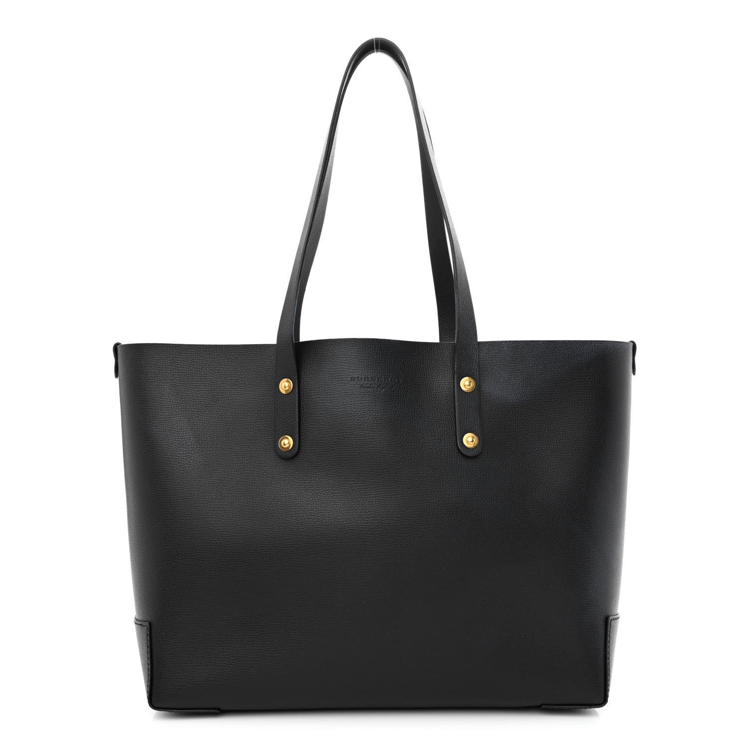 Burberry Grainy Calfskin Haymarket Check Tote Black 1 of 14