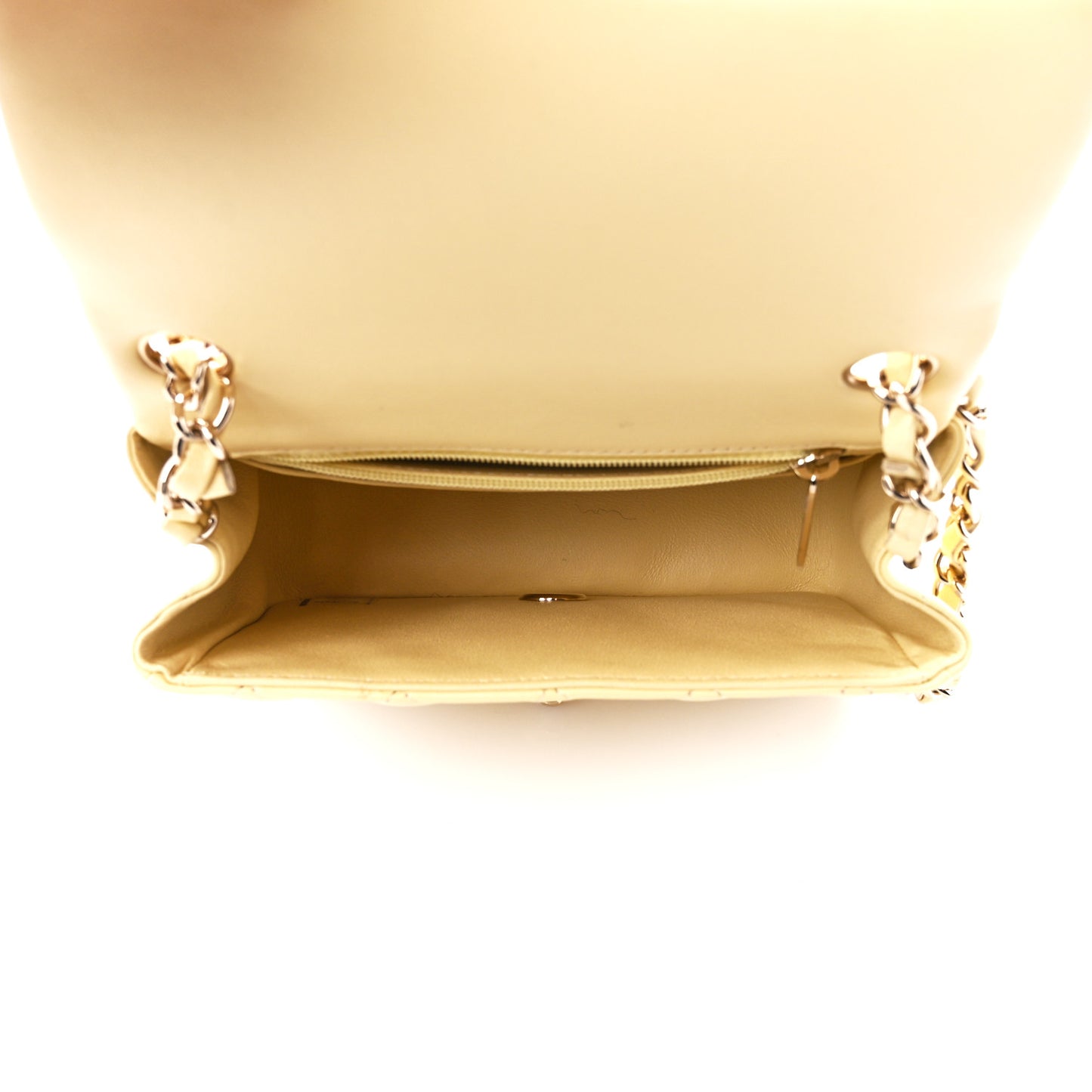 Lambskin Quilted Mini Square Flap Light Yellow