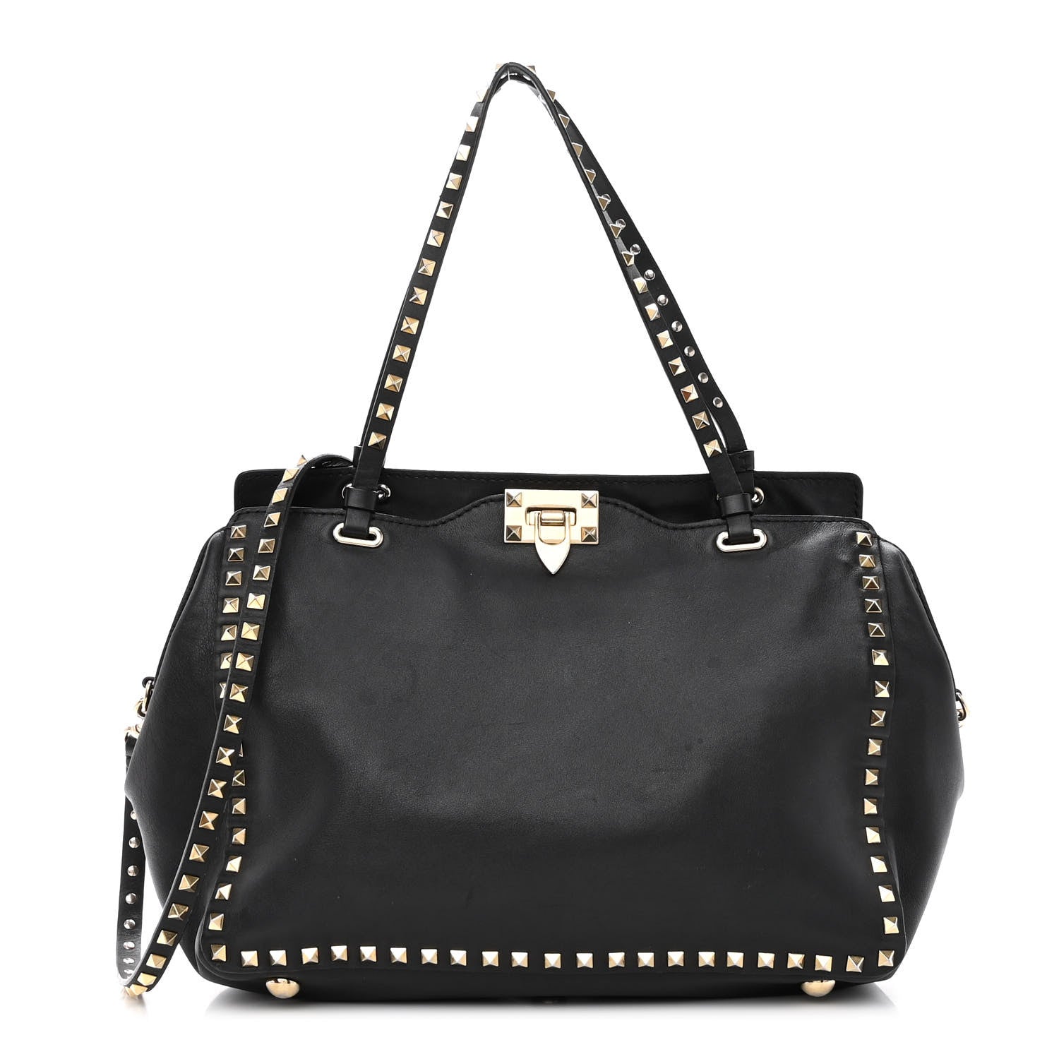 Valentino Garavani Vitello Medium Rockstud Tote Black 1 of 9