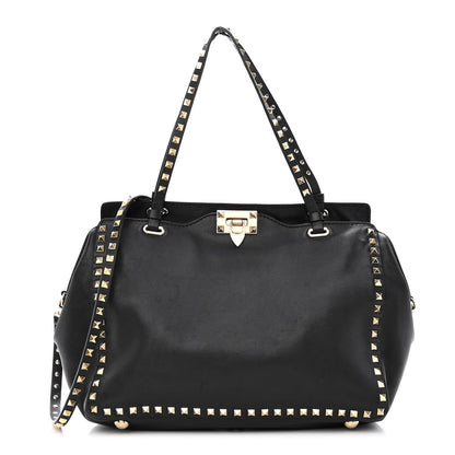 Valentino Garavani Vitello Medium Rockstud Tote Black 1 of 9