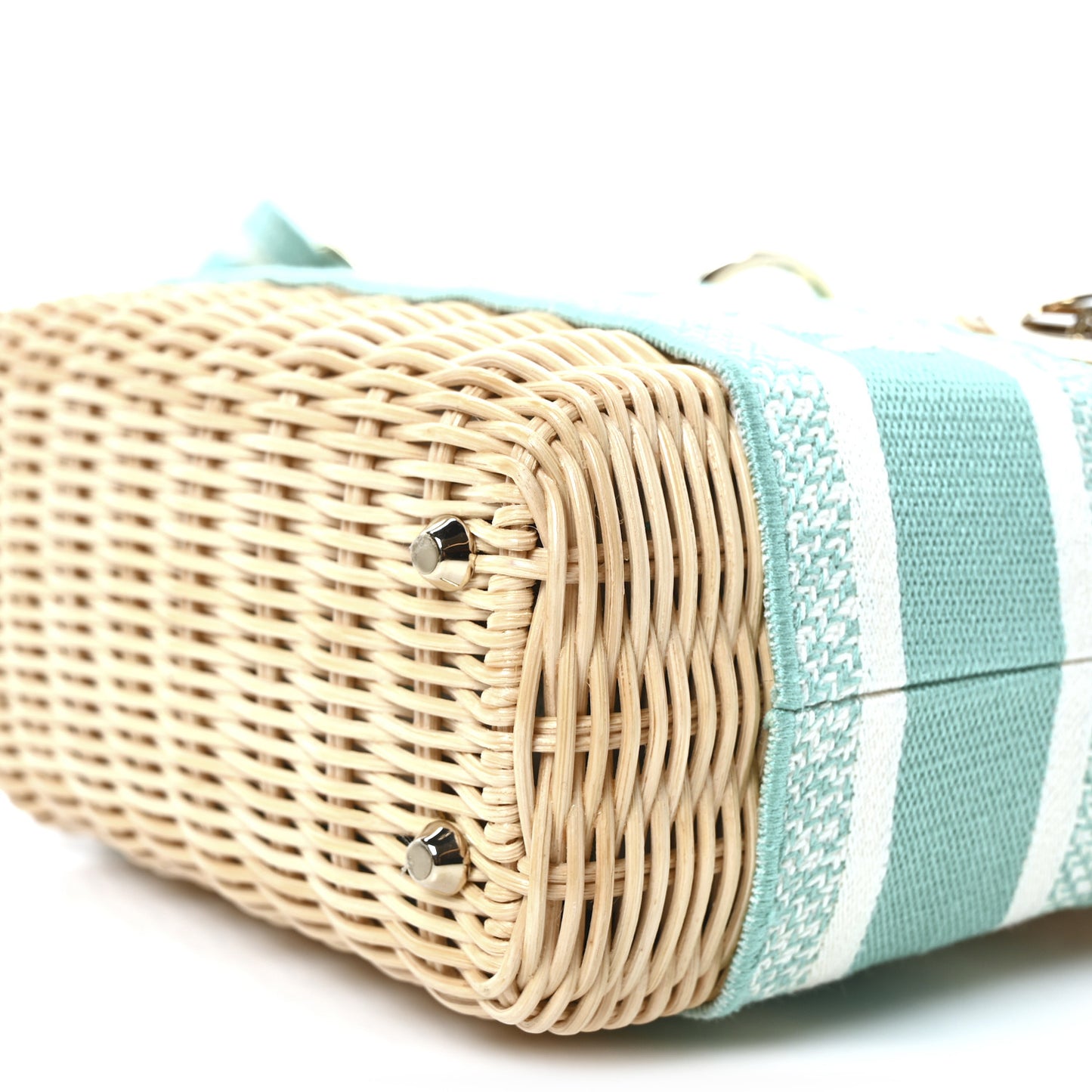 Wicker Oblique Mini Lady Dior Bag Aquamarina