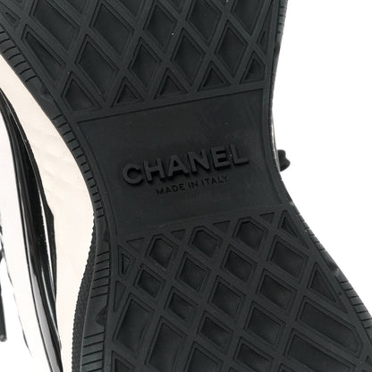 Chanel Fabric Suede Calfskin Sneakers 37 White Black 6 of 9