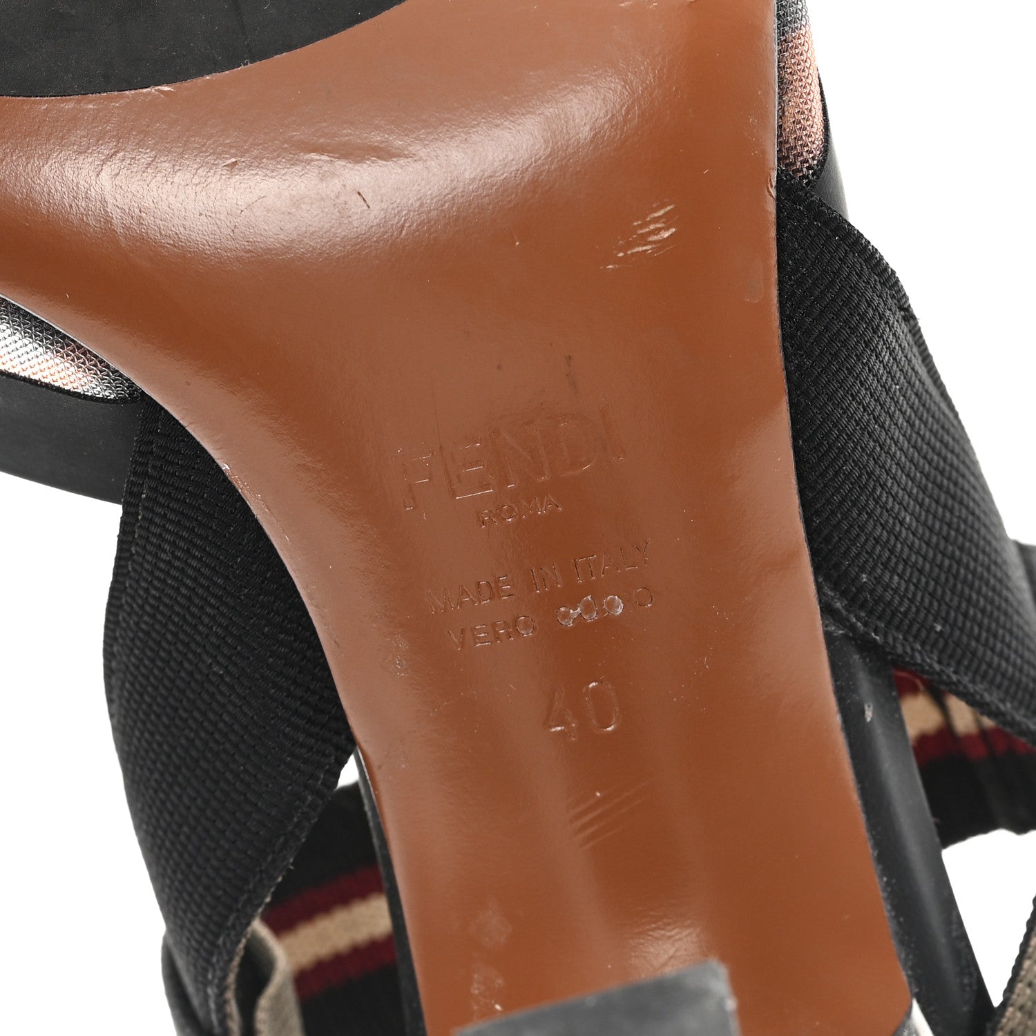 Fendi Technical Mesh FF Colibri 85mm Slingback Pumps 40 Tobacco Moro Bordeaux Black Militare 7 of 9