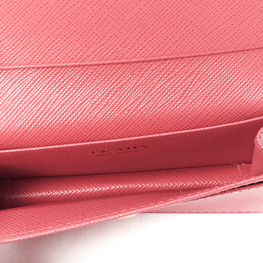 Prada Saffiano Metal Bi-Fold Card Holder Wallet Peonia 6 of 8