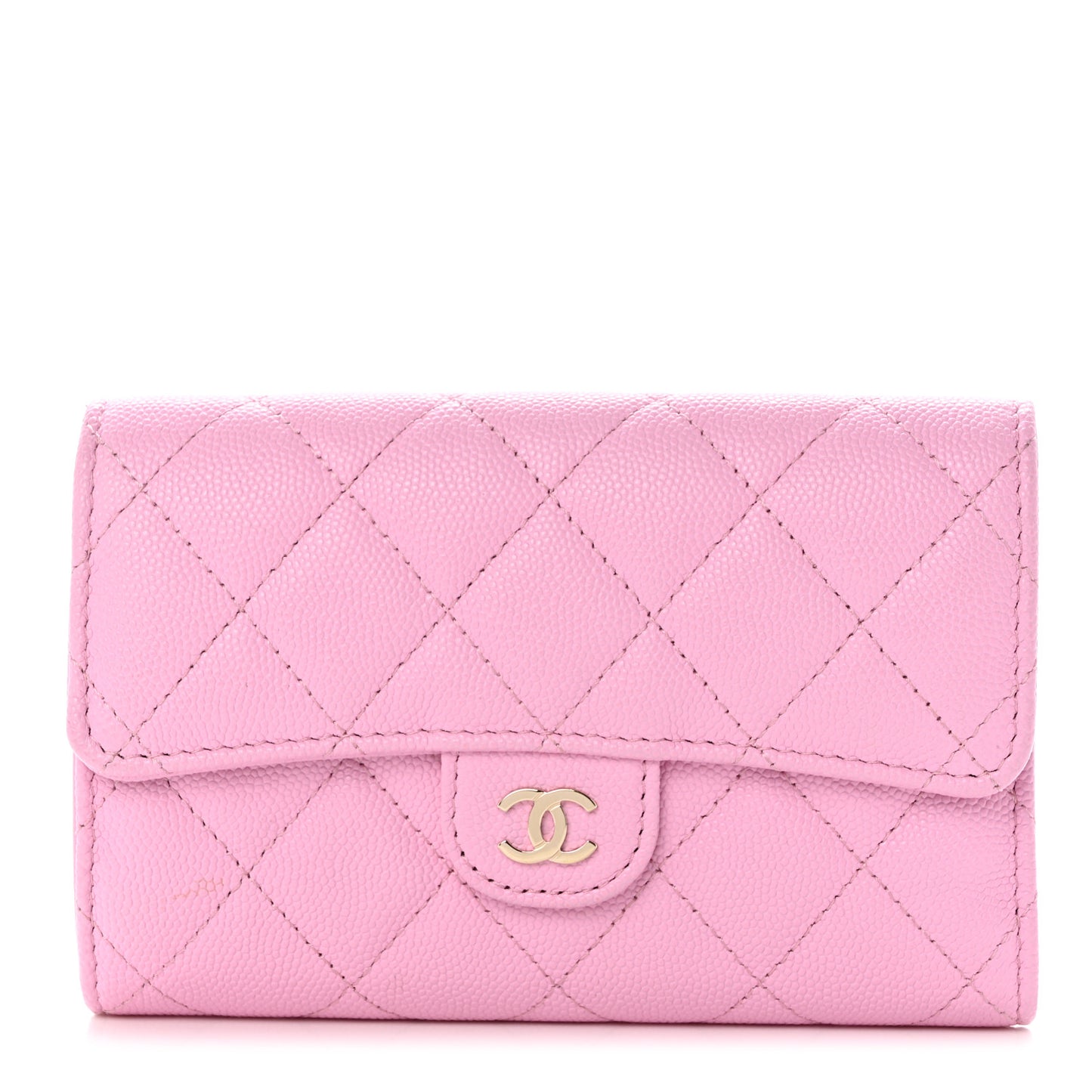 Caviar Quilted Medium Flap Wallet Pink