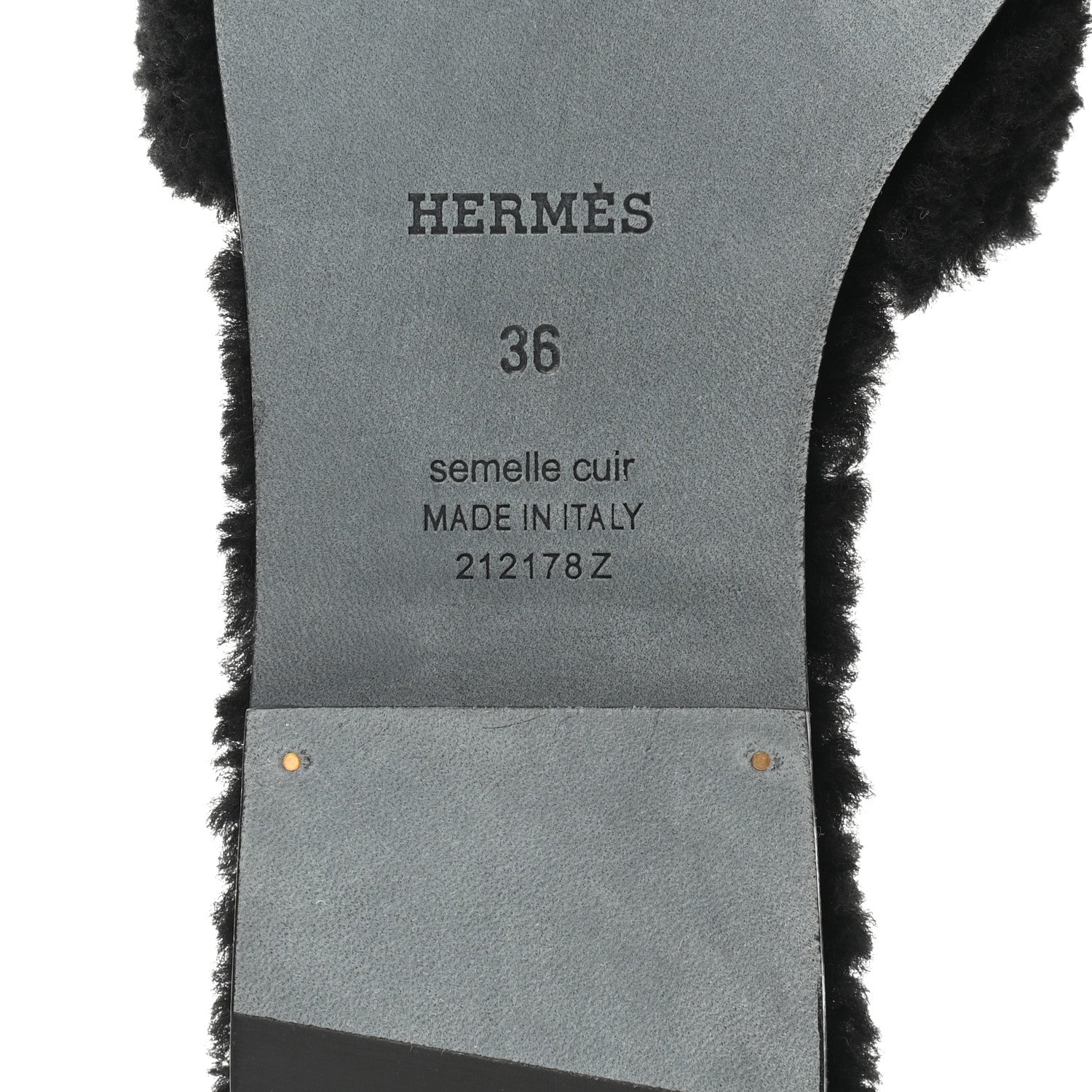 Hermes Woolskin Oran Sandals 36 Black 6 of 8