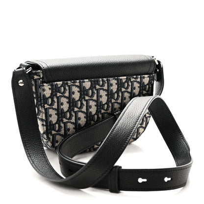 Christian Dior Grained Calfskin Oblique Mini Saddle Messenger Bag With Flap Beige Black 3 of 10