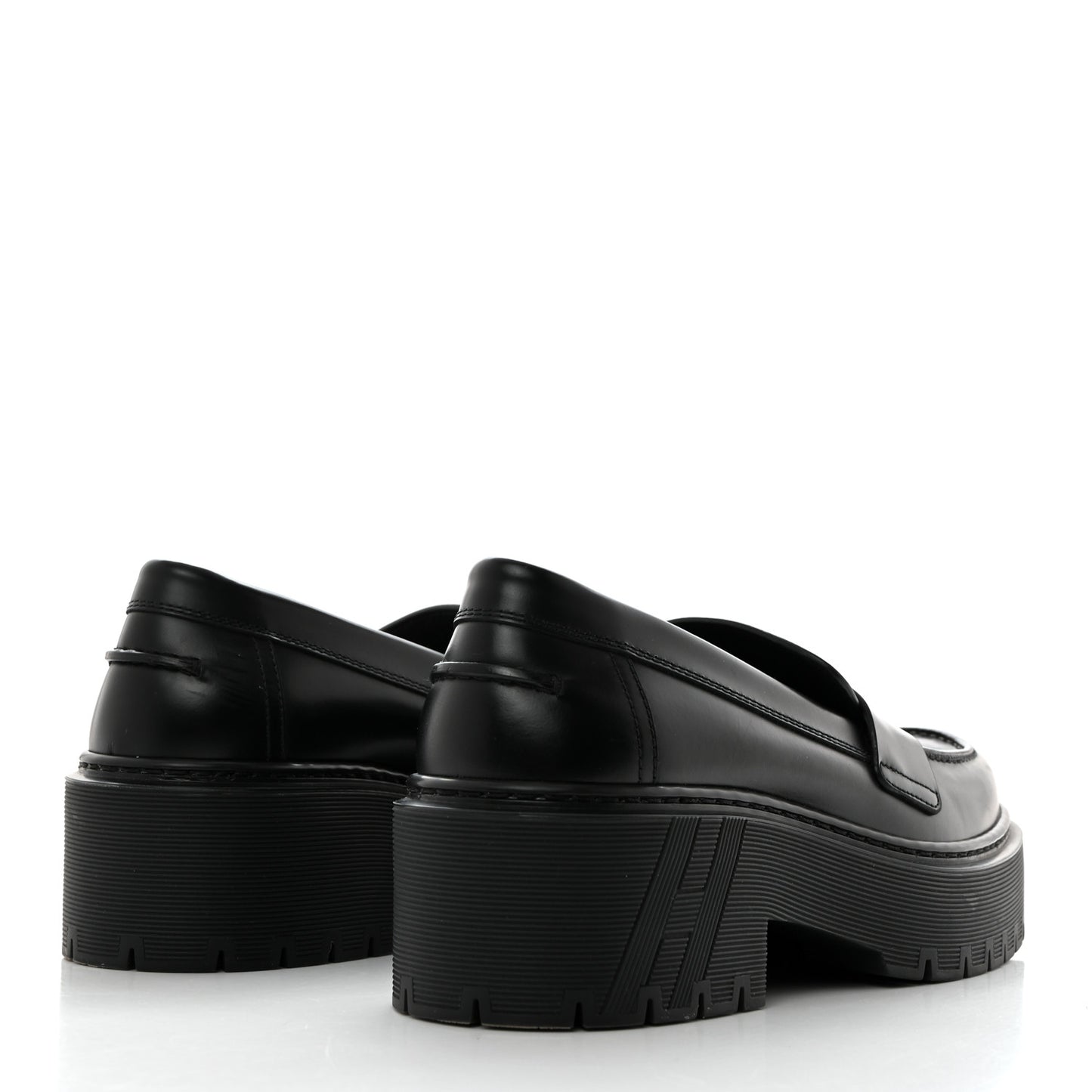 Glazed Calfskin Womens Hitch Loafers 35 Black