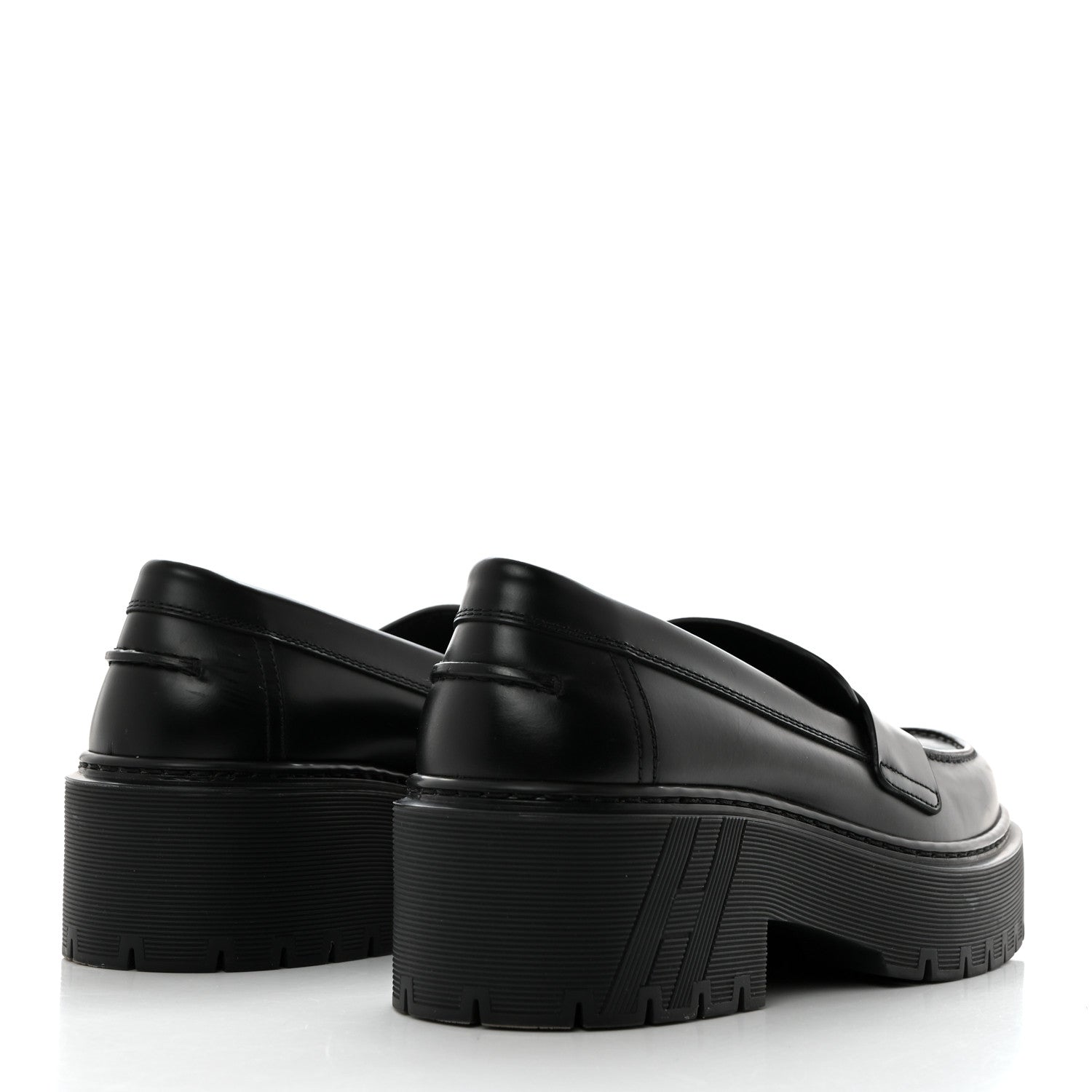 Hermes Glazed Calfskin Womens Hitch Loafers 35 Black 4 of 8