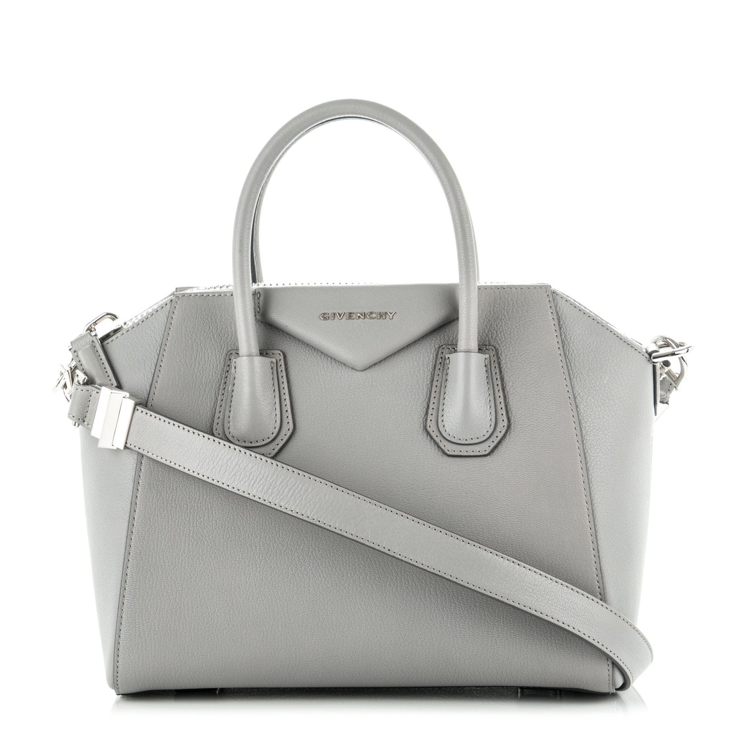 Sugar Goatskin Small Antigona Pearl Grey