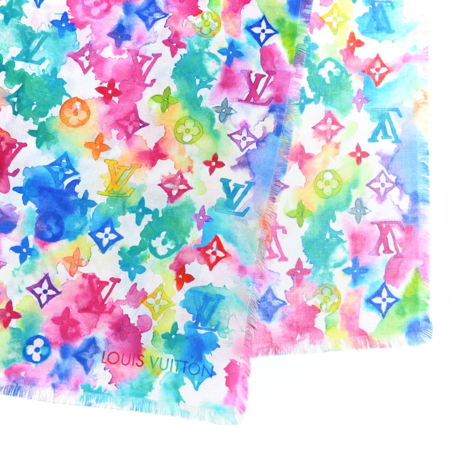 Cotton Monogram Essential Watercolor Stole Multicolor