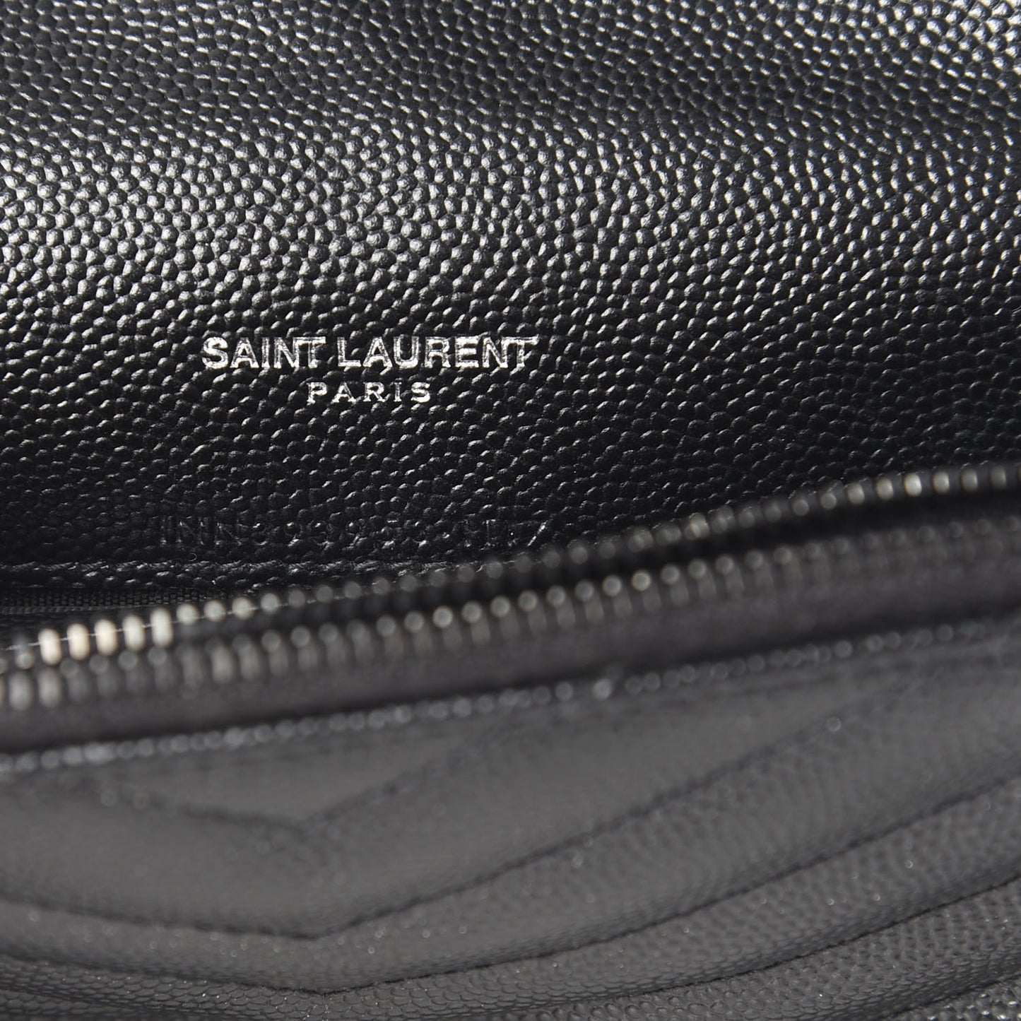 Grain De Poudre Matelasse Chevron Monogram Envelope Chain Wallet Black