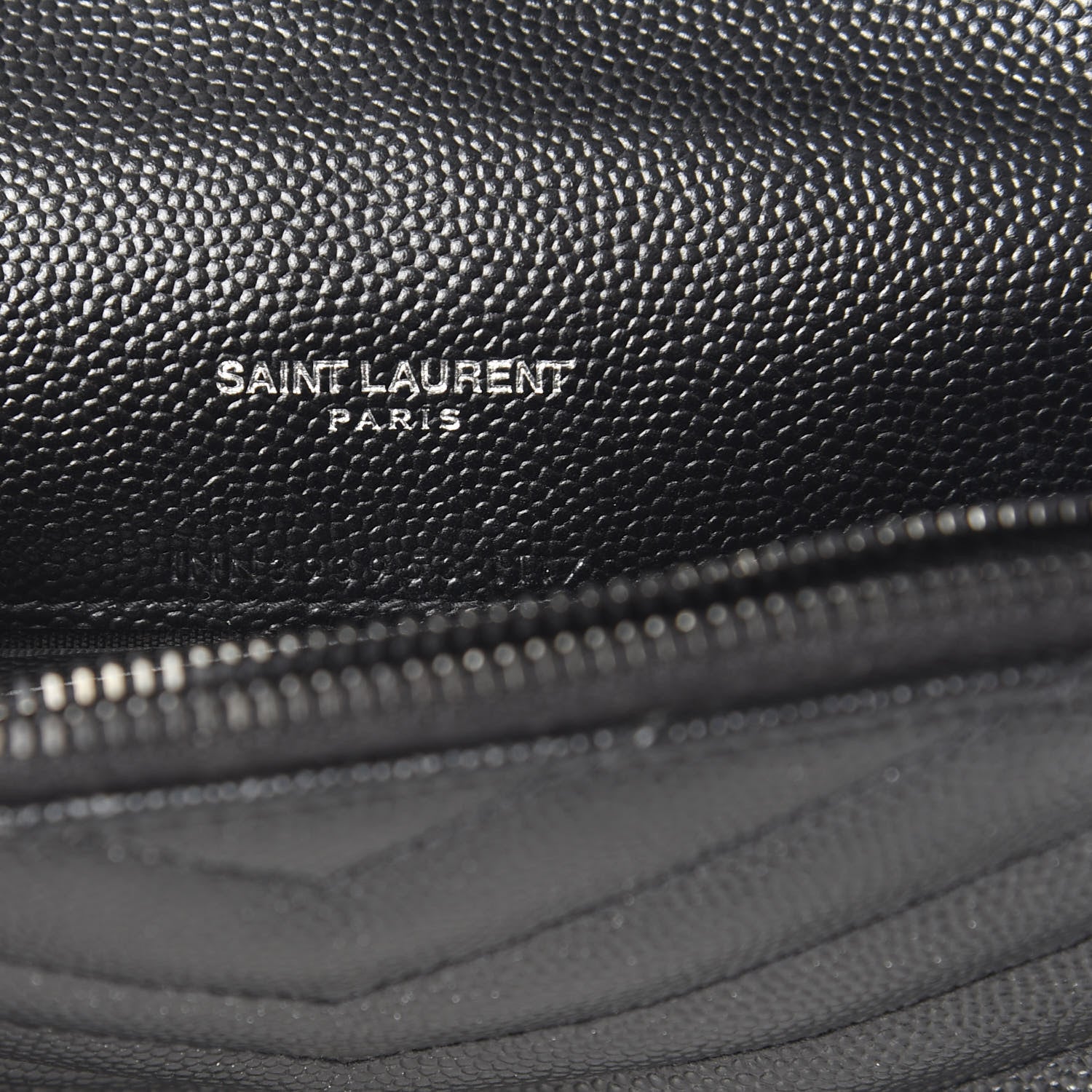 Saint Laurent Grain De Poudre Matelasse Chevron Monogram Envelope Chain Wallet Black 6 of 10