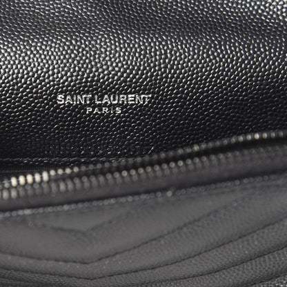 Saint Laurent Grain De Poudre Matelasse Chevron Monogram Envelope Chain Wallet Black 6 of 10