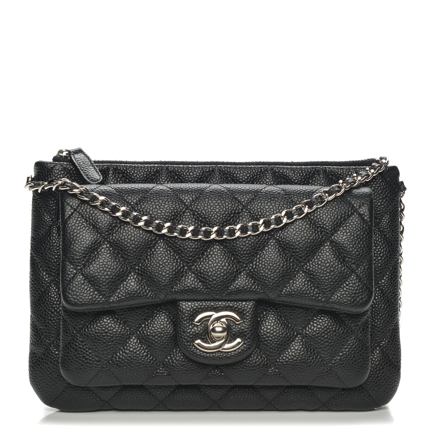 Caviar Quilted Daily Zip Crossbody Bag Black