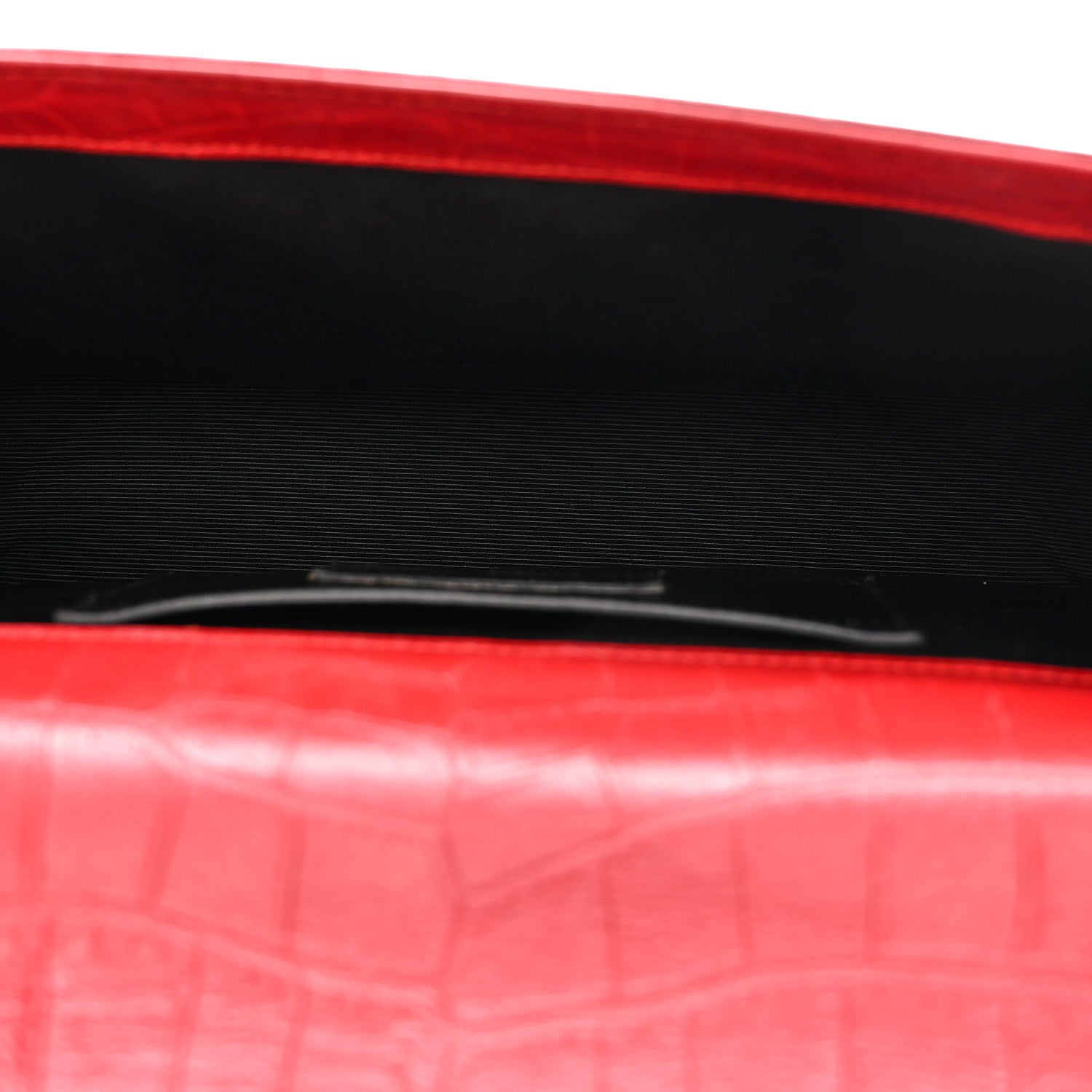 Saint Laurent Calfskin Crocodile Embossed Medium Classic Monogram Kate Tassel Satchel New Red 5 of 9