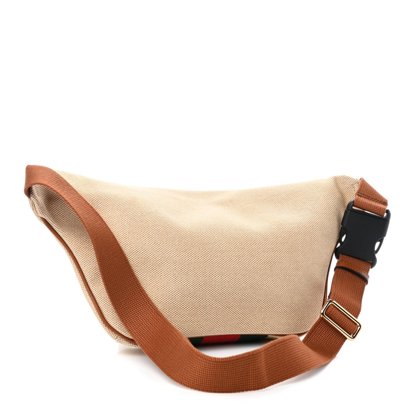 Vintage Canvas Web Belt Bag Sand Cuir