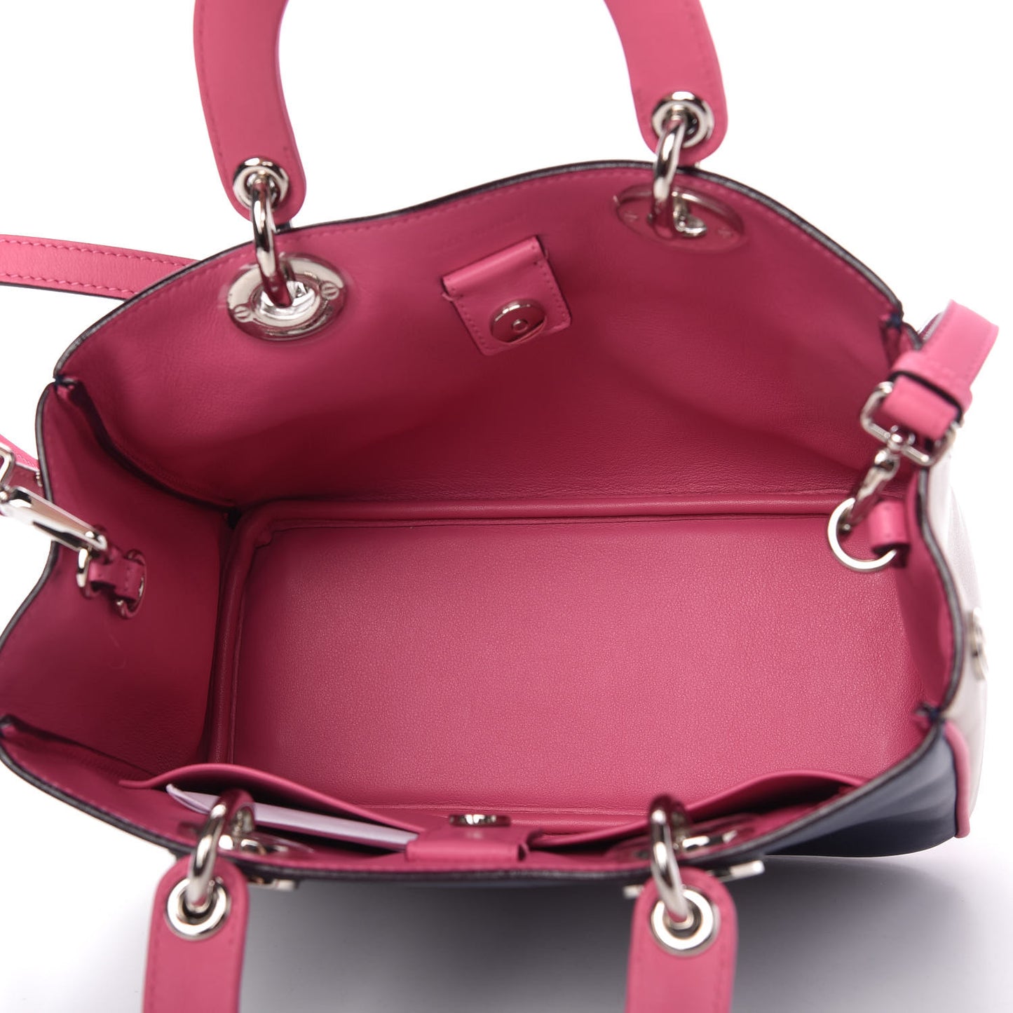 Smooth Calfskin Small Tri-Color Diorissimo Bag Navy Pink