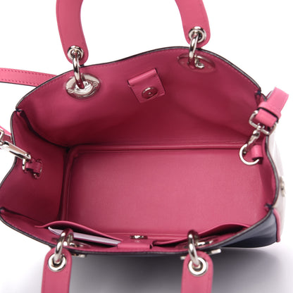 Christian Dior Smooth Calfskin Small Tri-Color Diorissimo Bag Navy Pink 5 of 9