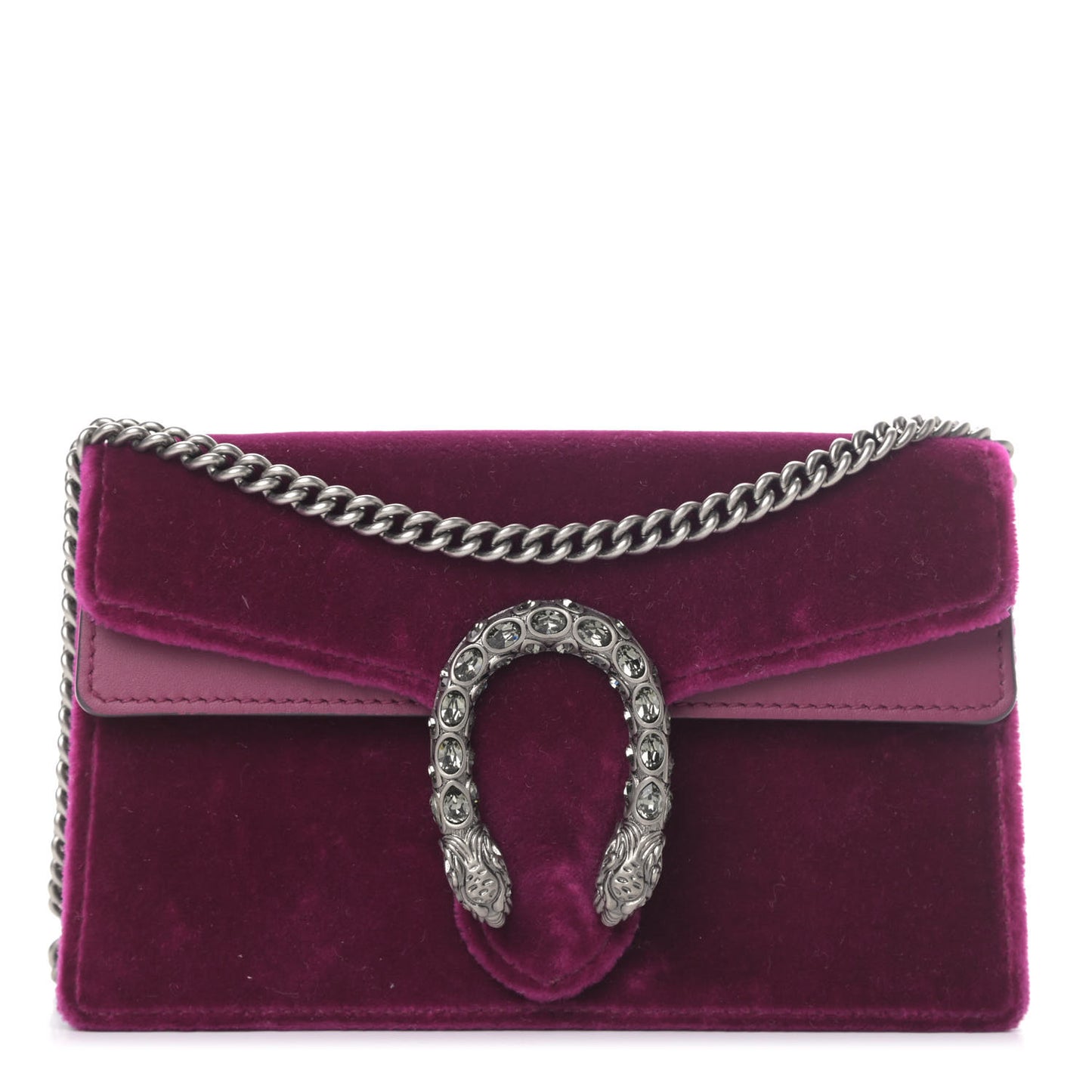 Velvet Super Mini Dionysus Shoulder Bag Fuchsia Violet Cyclamen