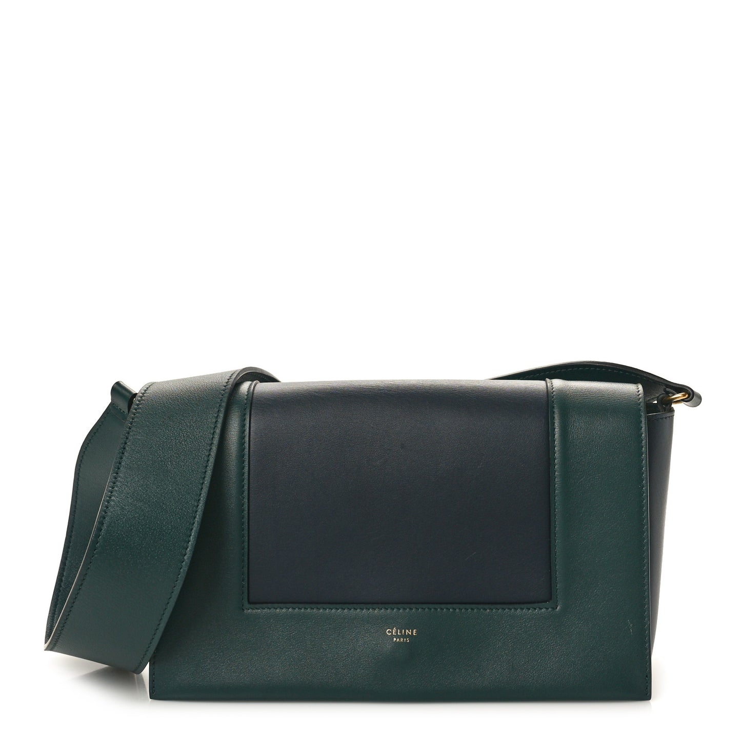 Shiny Smooth Calfskin Medium Frame Shoulder Bag Amazone Dark Navy