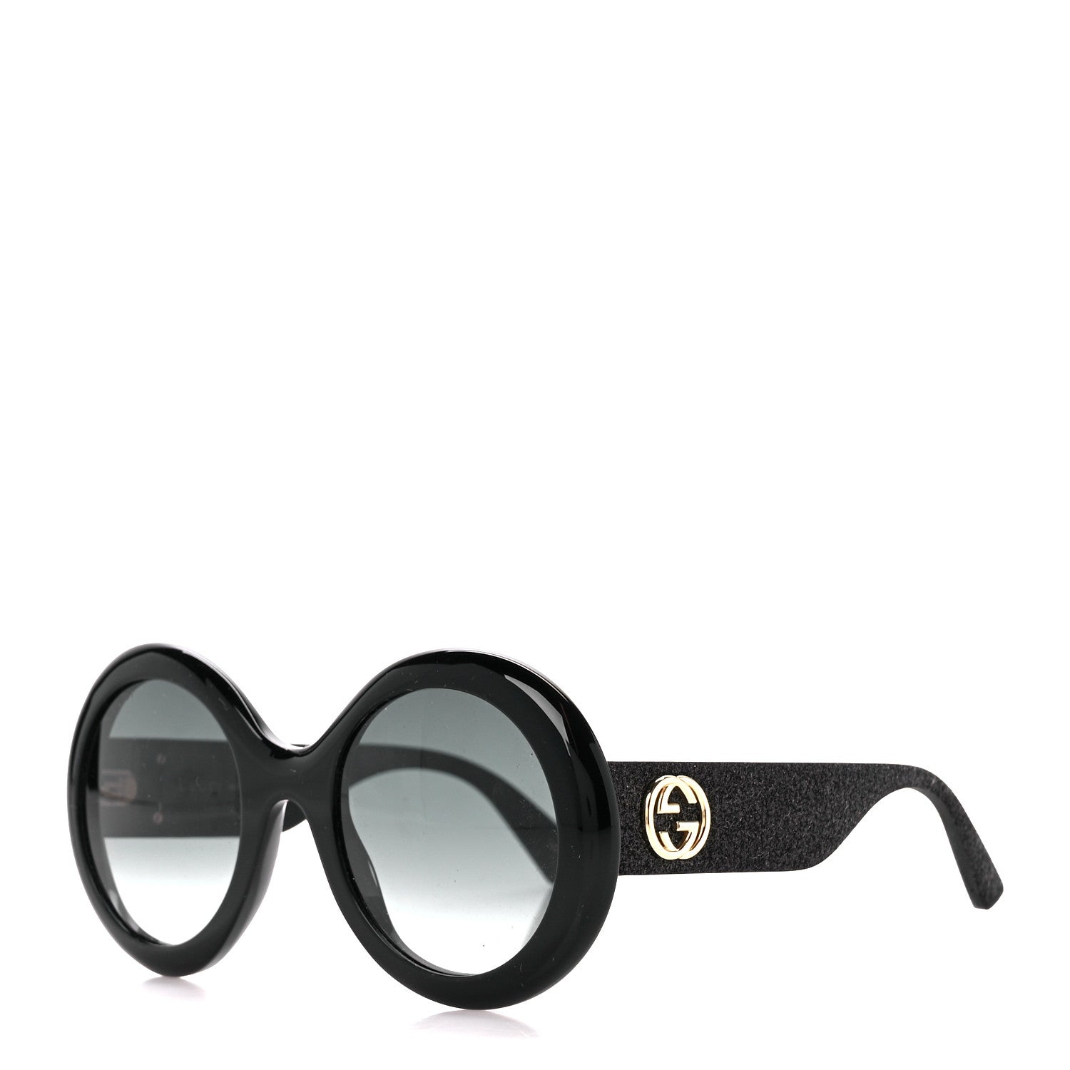Gucci Acetate Round GG0101S Glitter Sunglasses Black 1 of 8