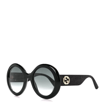 Gucci Acetate Round GG0101S Glitter Sunglasses Black 1 of 8