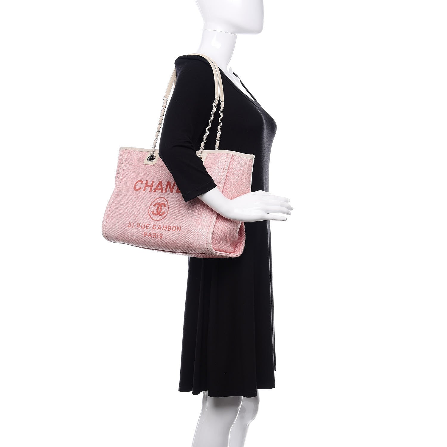 Chanel Canvas Small Deauville Tote Pink 2 of 13