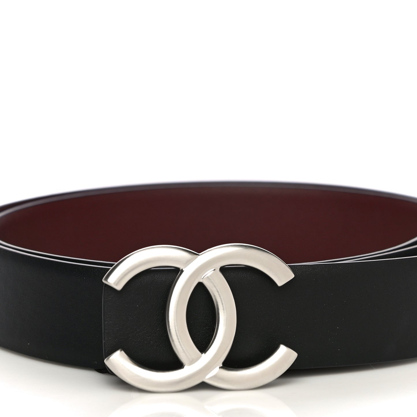 Calfskin CC Reversible Belt 95 Black Burgundy