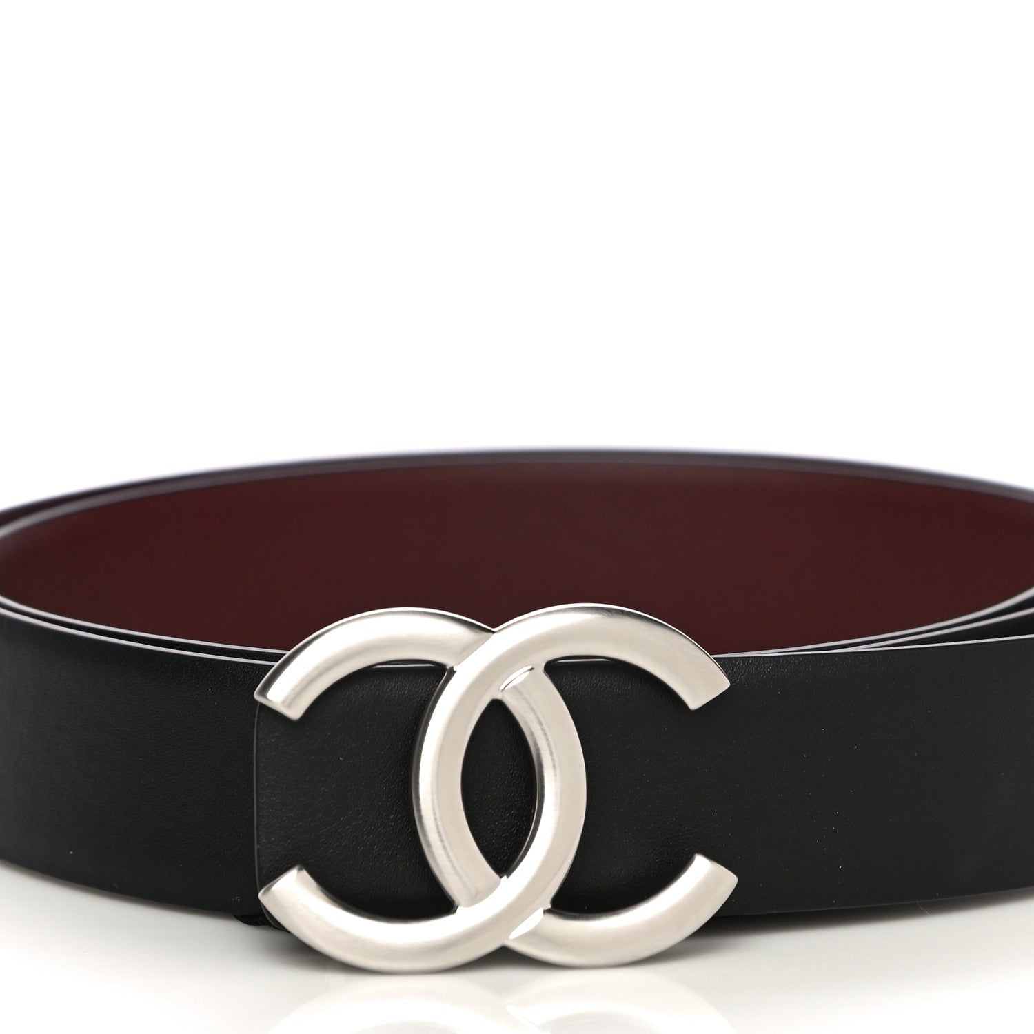 Chanel Calfskin CC Reversible Belt 95 Black Burgundy 2 of 7