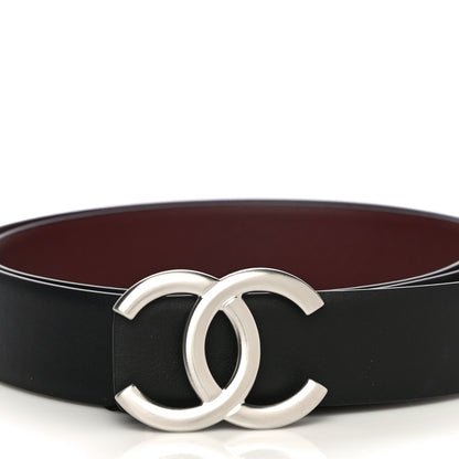 Chanel Calfskin CC Reversible Belt 95 Black Burgundy 2 of 7