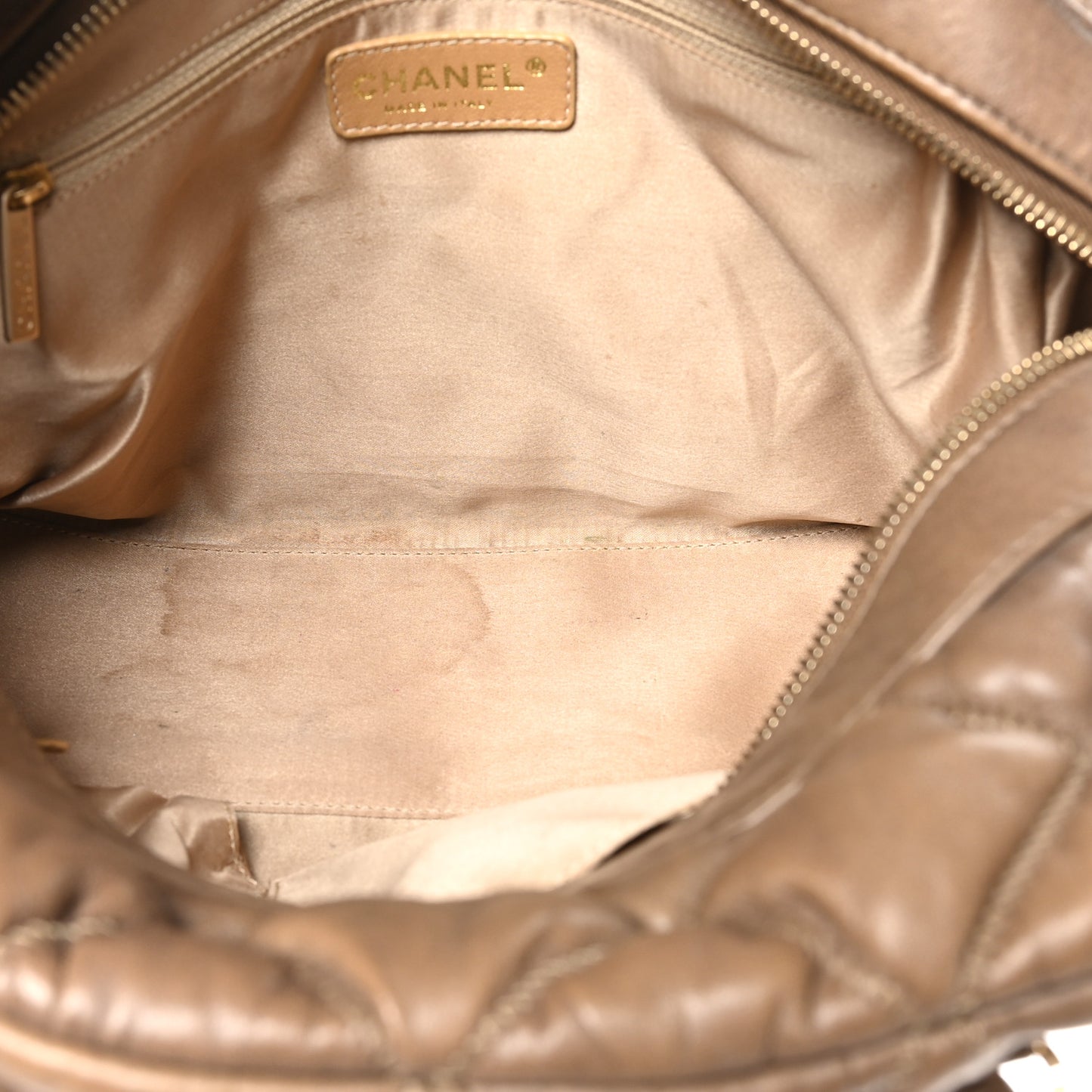 Lambskin Bubble Quilt Bowler Dark Beige
