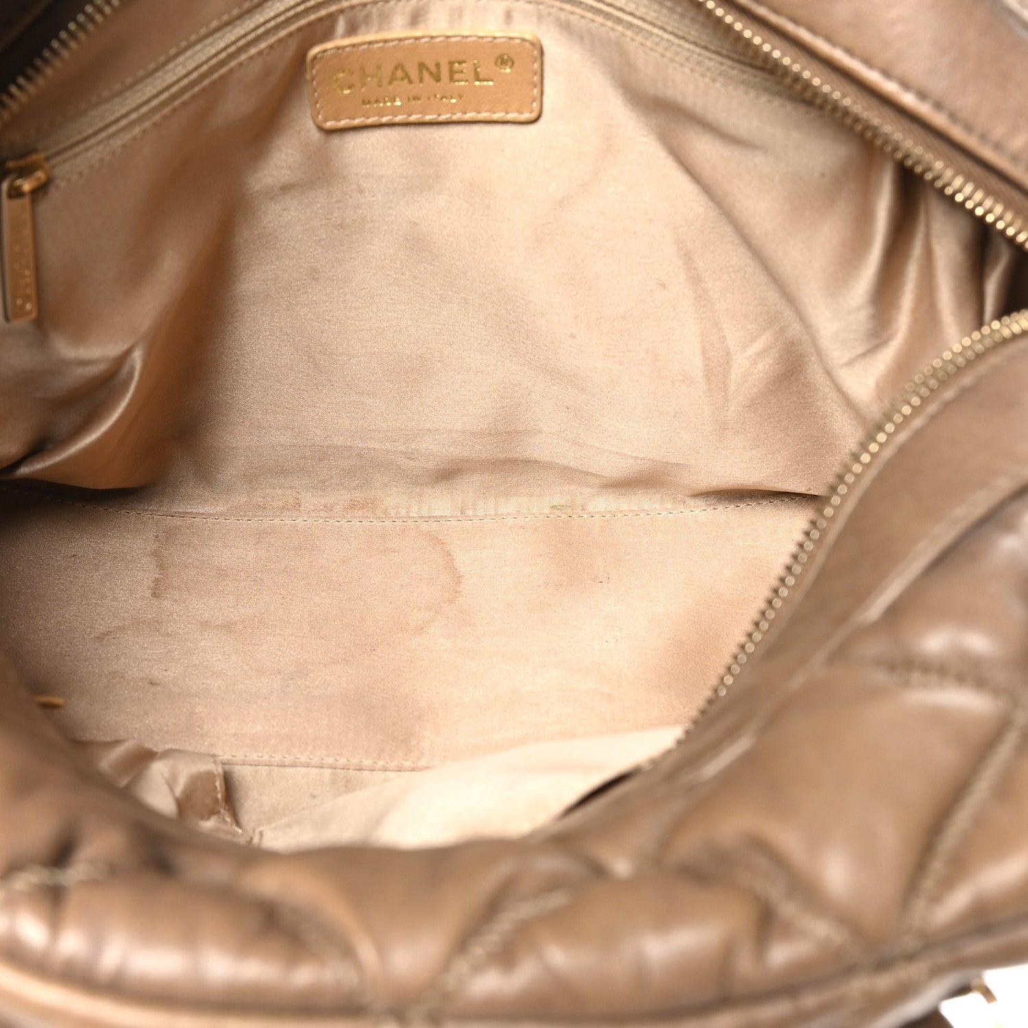 Chanel Lambskin Bubble Quilt Bowler Dark Beige 5 of 10