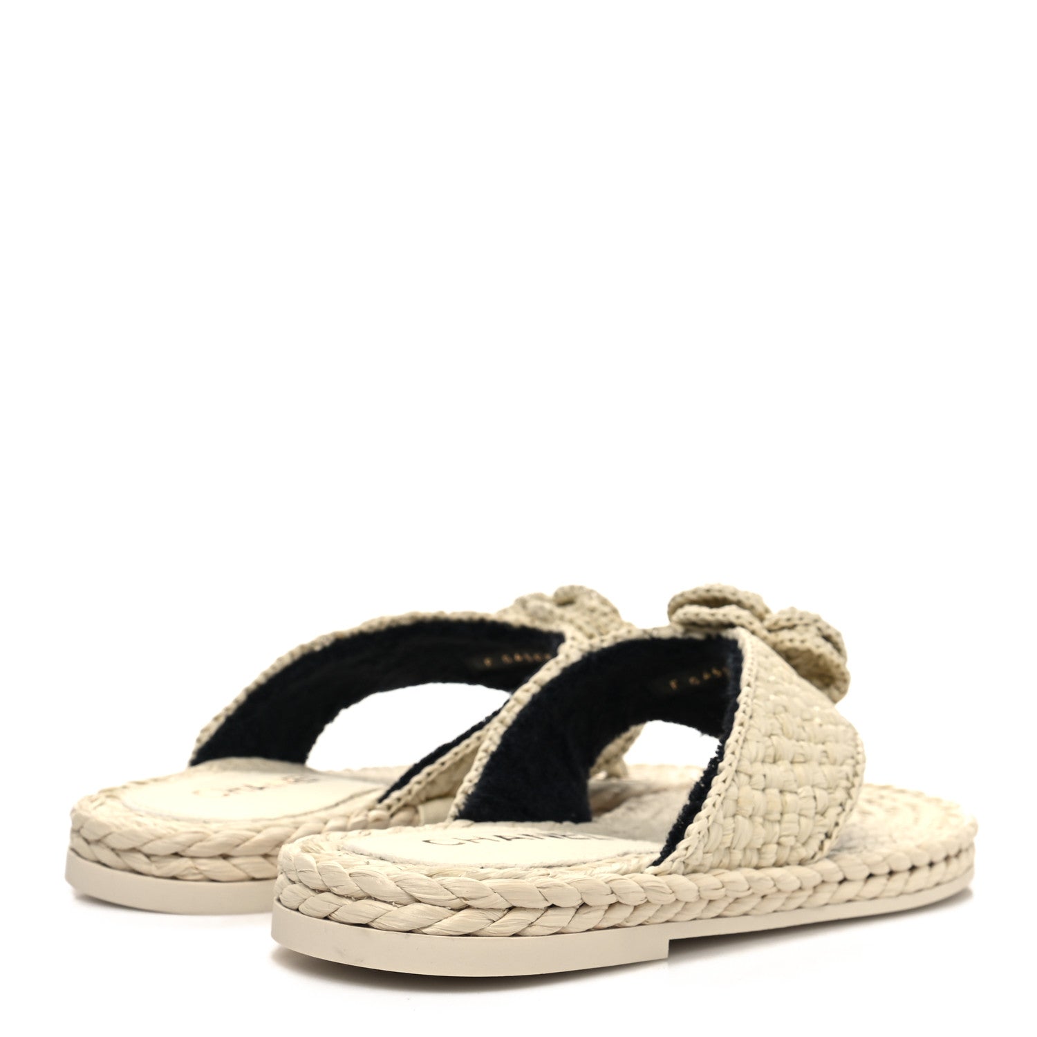 Chanel Raffia Camellia Flower Thong Sandals 37 Ivory 4 of 8