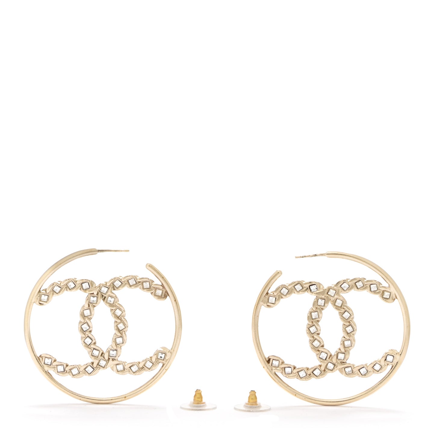 Crystal High Society CC Hoop Earrings Gold