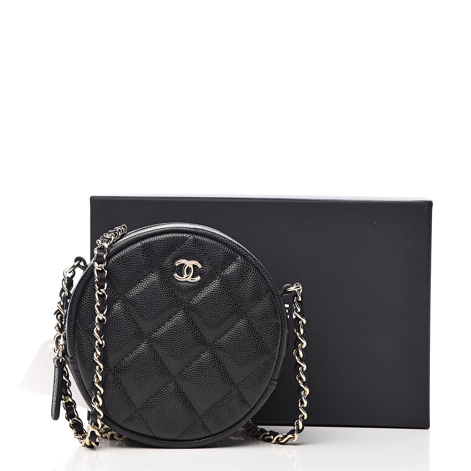 Chanel Caviar Quilted Round Clutch With Chain Black 11 of 11