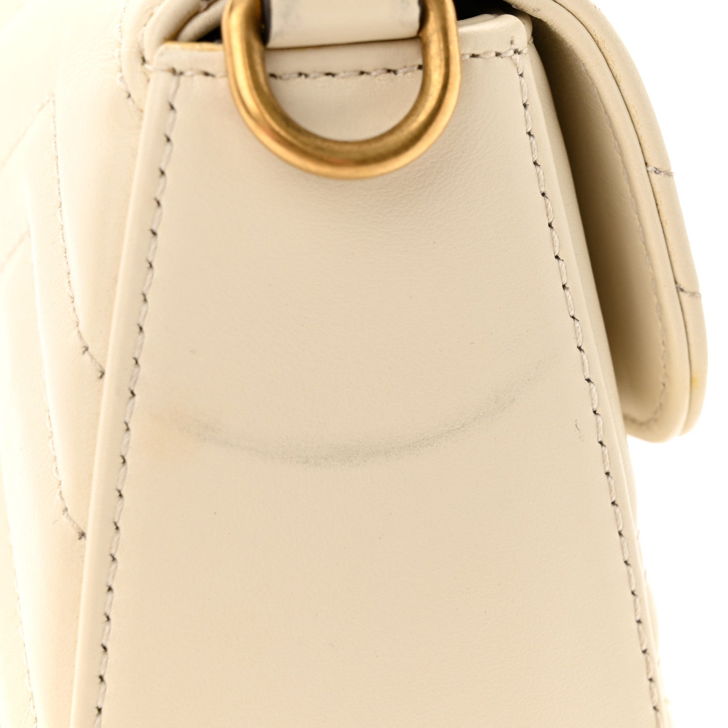 Gucci Calfskin Matelasse Mini GG Marmont Top Handle Shoulder Bag White 13 of 14
