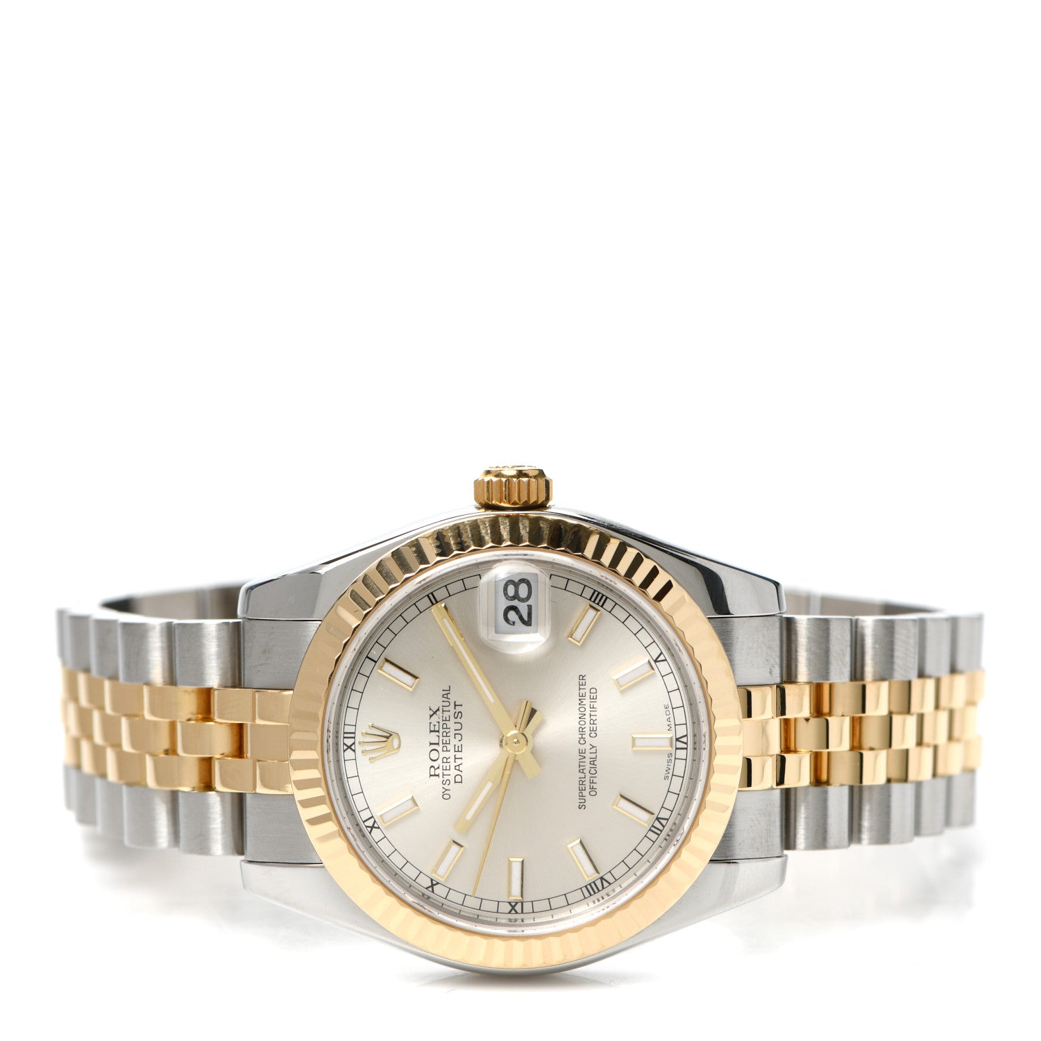 Rolex Stainless Steel 18K Yellow Gold 31mm Oyster Perpetual Datejust Watch Silver 178273 2 of 4