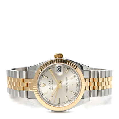 Rolex Stainless Steel 18K Yellow Gold 31mm Oyster Perpetual Datejust Watch Silver 178273 2 of 4