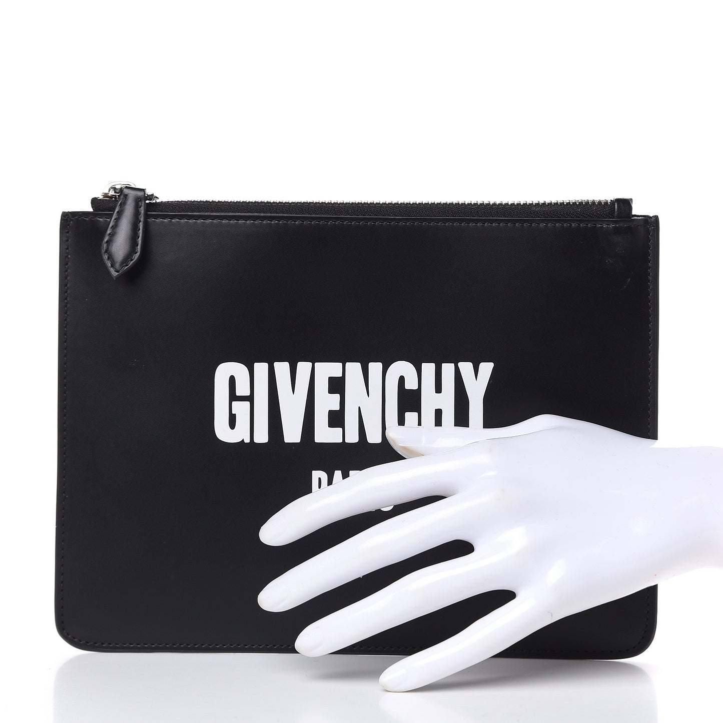 Calfskin Medium Logo Pouch Black