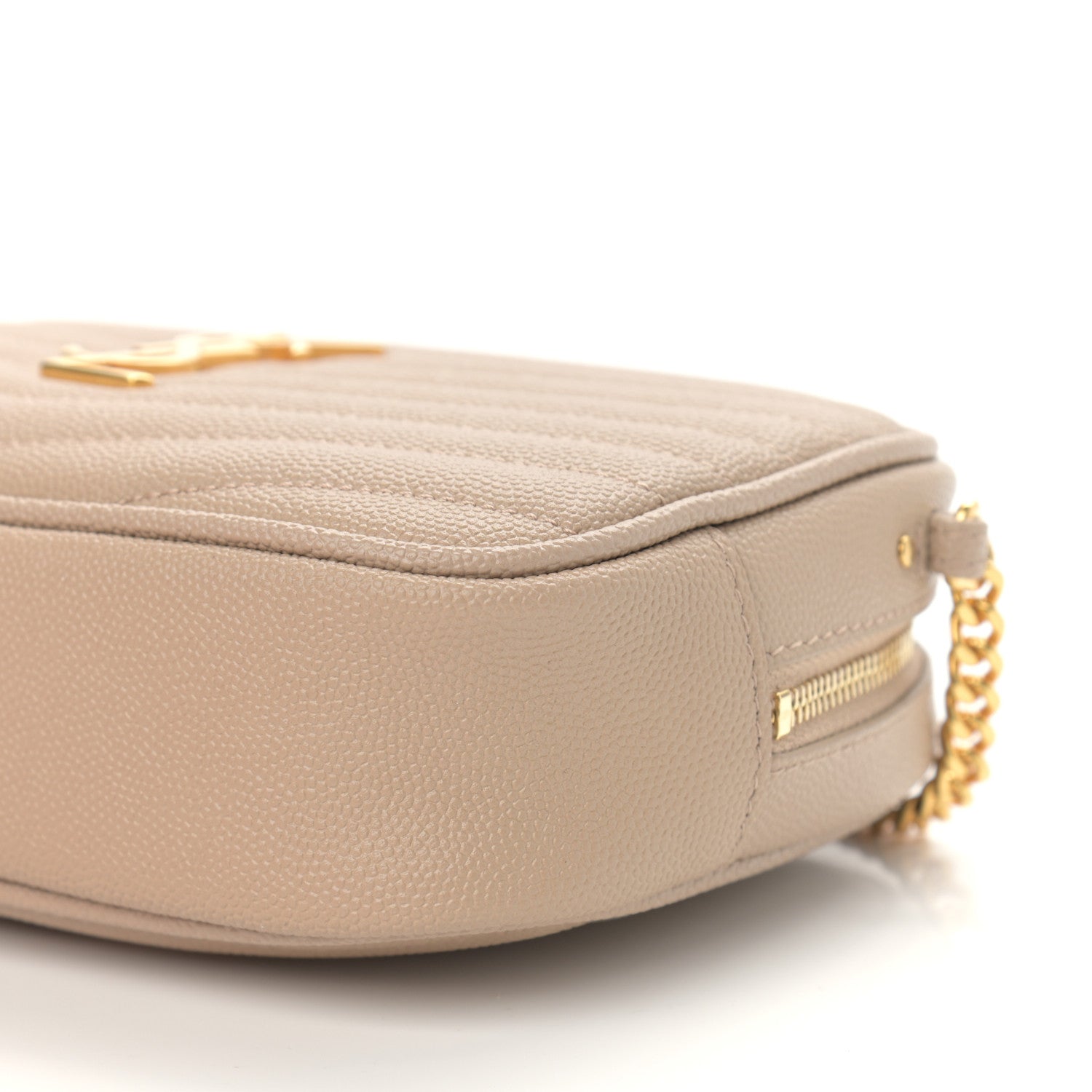 Saint Laurent Grain De Poudre Matelasse Monogram Mini Lou Camera Bag Dark Beige 10 of 10