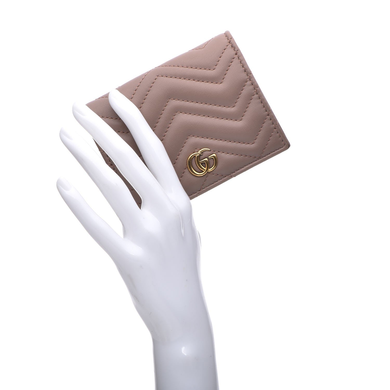 Gucci Calfskin Matelasse GG Marmont Card Case Porcelain Rose 2 of 12