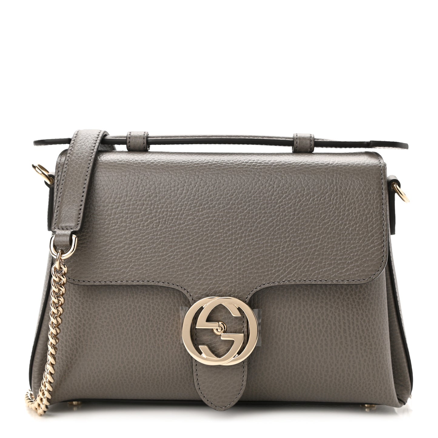 Dollar Calfskin Interlocking G Top Handle Shoulder Bag Loess